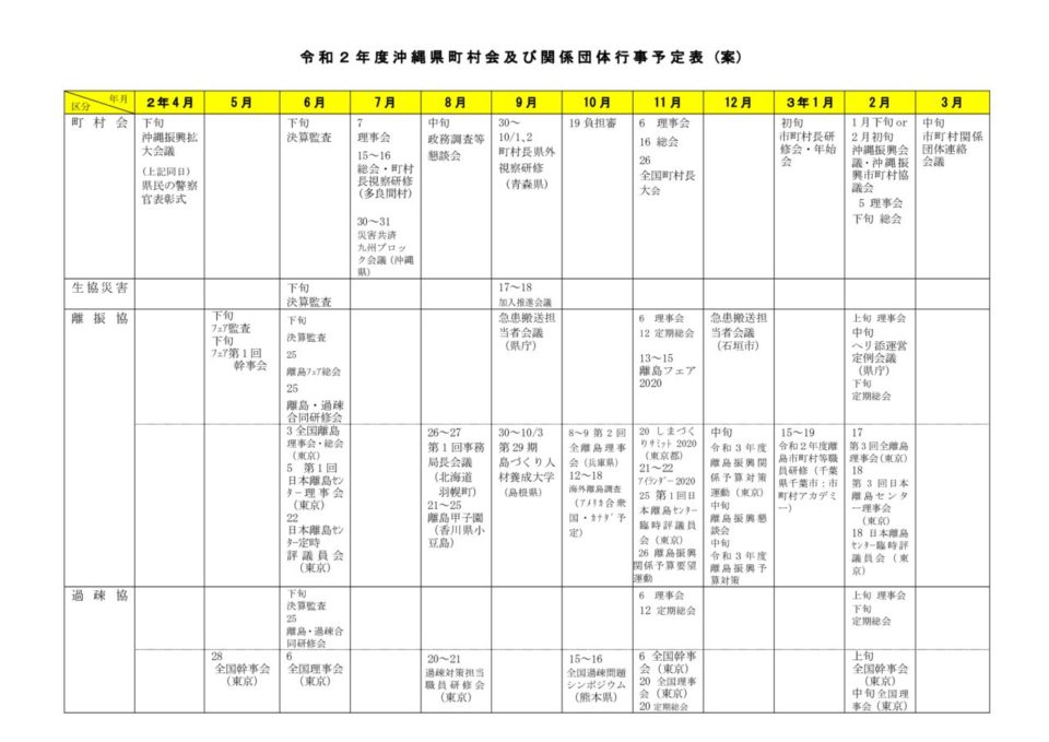 年間行事予定表 沖縄県町村会 年間行事予定表 沖縄県町村会
